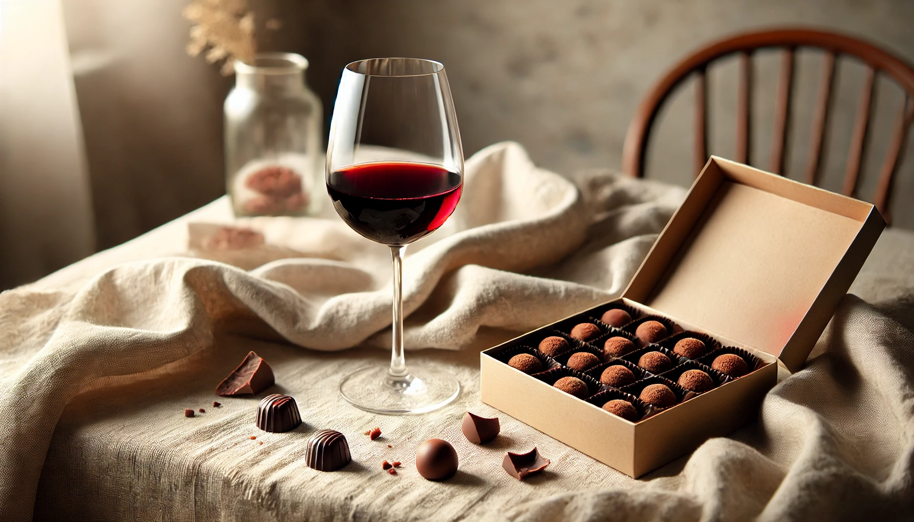 Rotwein und Schokolade – eine perfekte Genusskombination.