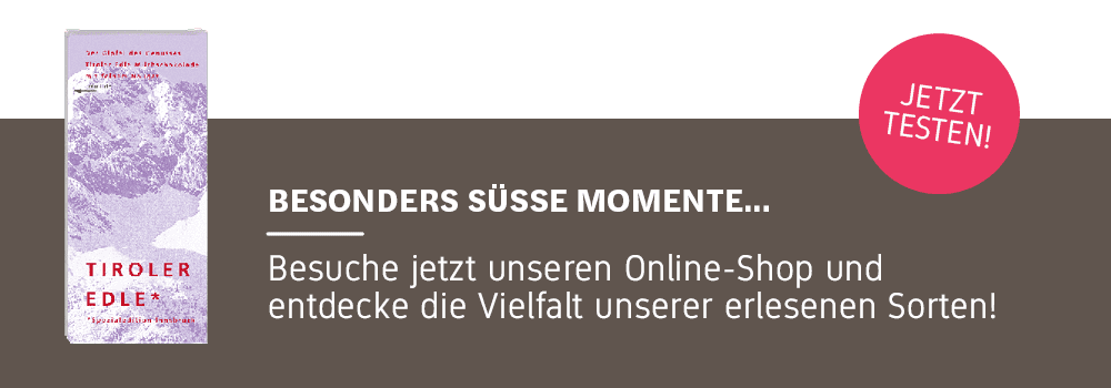 bild banner mit einer tafel tiroler edle schokolade